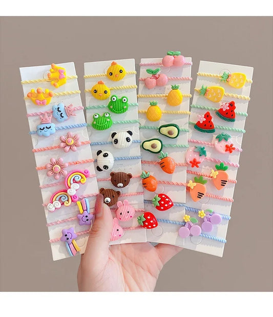 40 uds/10 Uds. Accesorios para el cabello para niña, bandas elásticas para el cabello, Anillo para el cabello estilo flores bonitas, tocado para fiesta de cumpleaños para niños