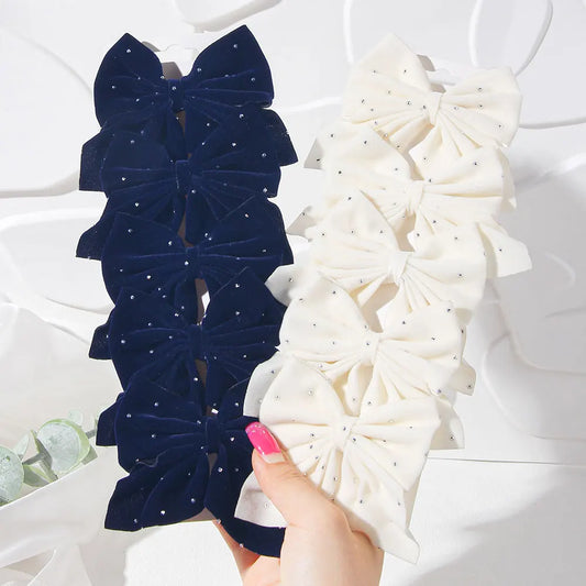 2/4/6 Uds. Pinzas para el cabello con lazo para niña, pinzas para el cabello de terciopelo para otoño e invierno, textura con lazo, regalo para niños a la moda, accesorios para el cabello para bebé