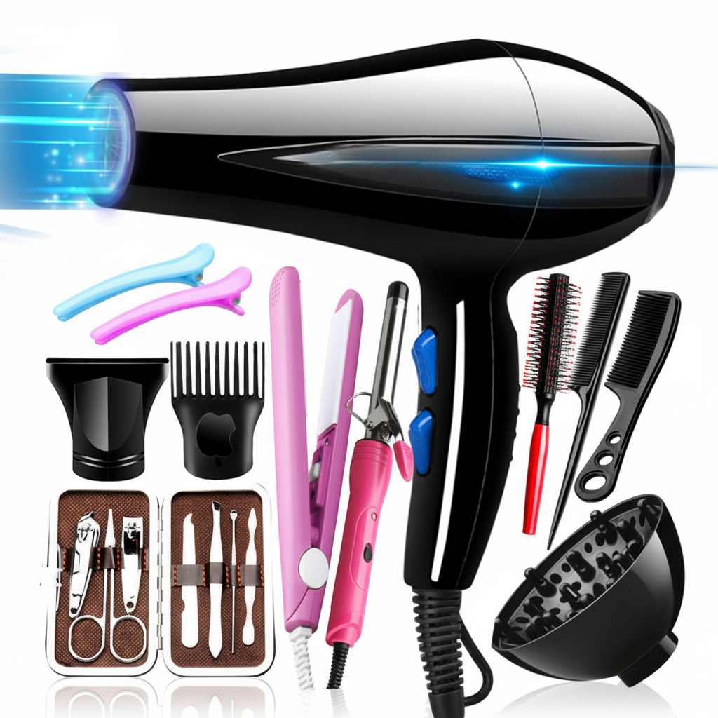 Kit Secado Alisado Cabello y Manicura 12 Piezas